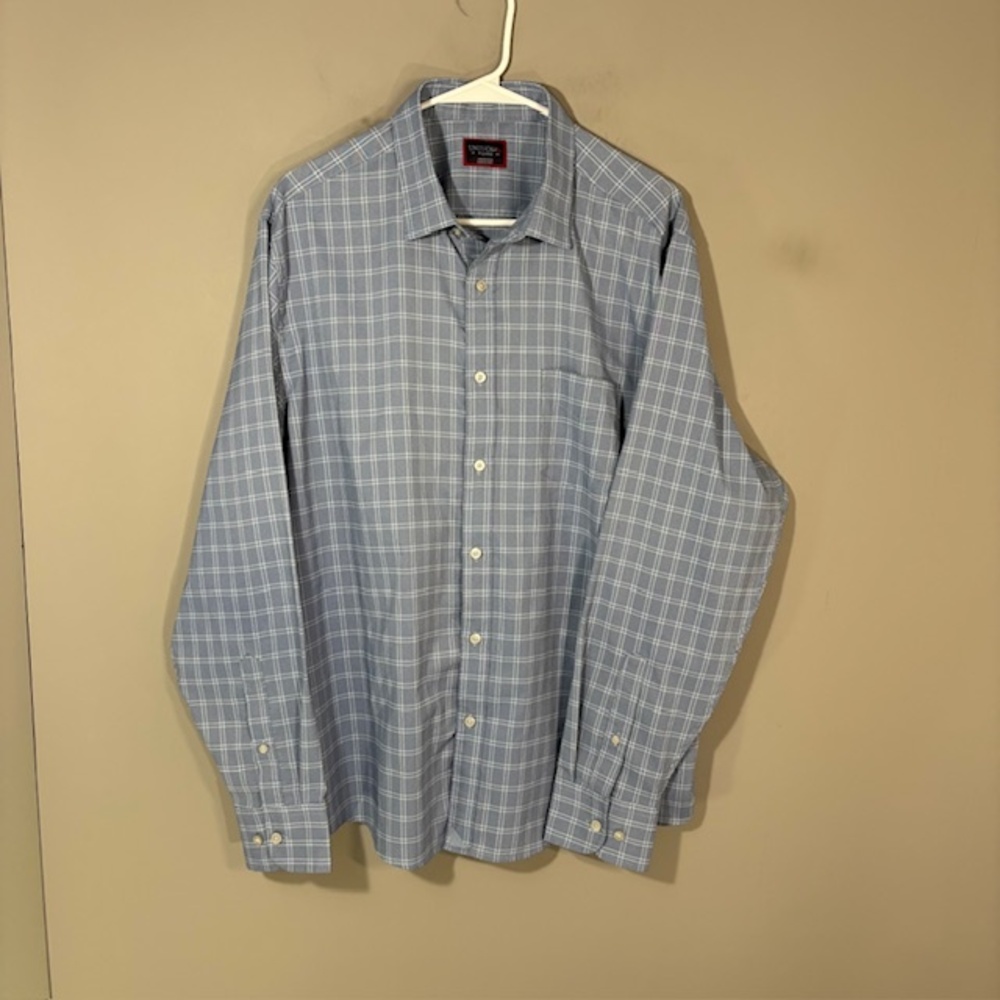 UNTUCKit Bucelas Shirt Mens XL Blue Check Long Sleeve Button Up Polyester